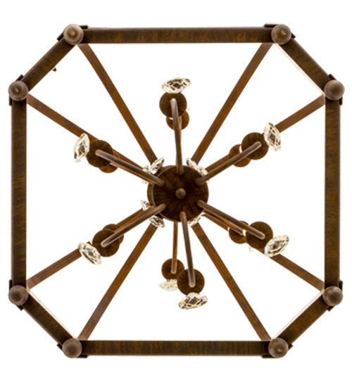 Meyda Lighting Citadel 35" 12-Light Classic Rust Pendant Light With Clear Shade Glass