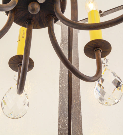 Meyda Lighting Citadel 35" 12-Light Classic Rust Pendant Light With Clear Shade Glass