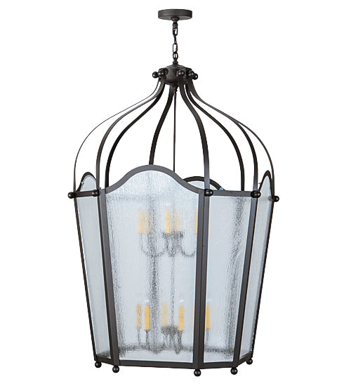 Meyda Lighting Citadel 42" 12-Light 2-Tier Oil Rubbed Bronze Pendant Light With Rainstone Idalight Shade Glass