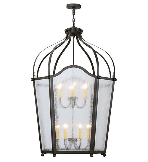 Meyda Lighting Citadel 42" 12-Light 2-Tier Oil Rubbed Bronze Pendant Light With Rainstone Idalight Shade Glass