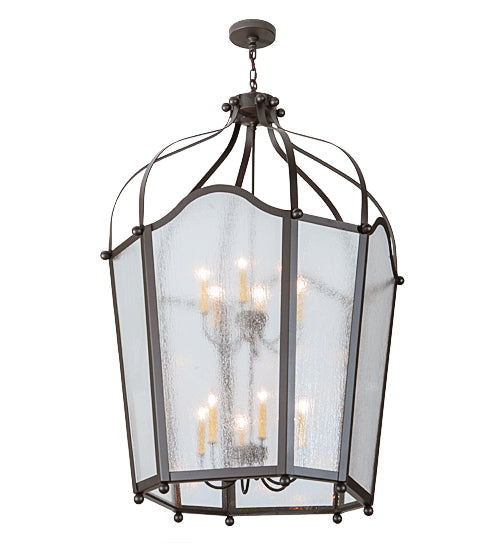 Meyda Lighting Citadel 42" 12-Light 2-Tier Oil Rubbed Bronze Pendant Light With Rainstone Idalight Shade Glass