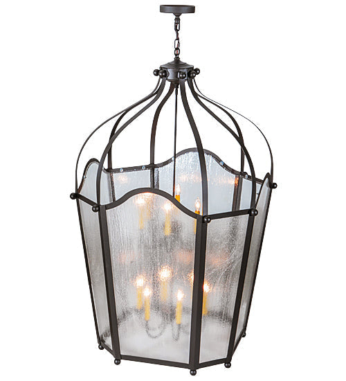 Meyda Lighting Citadel 42" 12-Light 2-Tier Oil Rubbed Bronze Pendant Light With Rainstone Idalight Shade Glass