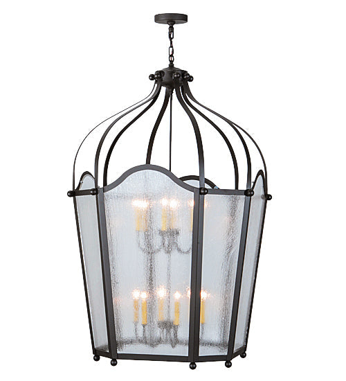 Meyda Lighting Citadel 42" 12-Light 2-Tier Oil Rubbed Bronze Pendant Light With Rainstone Idalight Shade Glass