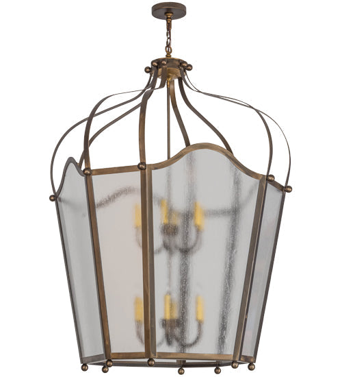 Meyda Lighting Citadel 42" 12-Light Antique Copper Pendant Light With Rainstone Idalight Shade