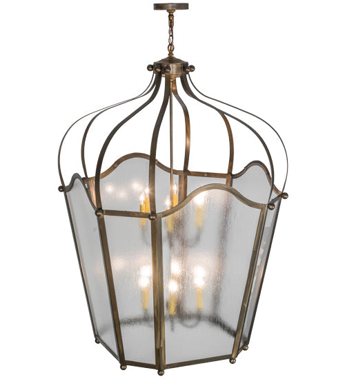 Meyda Lighting Citadel 42" 12-Light Antique Copper Pendant Light With Rainstone Idalight Shade