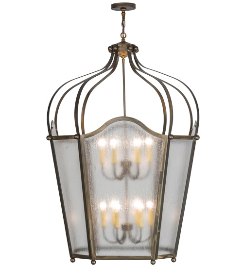 Meyda Lighting Citadel 42" 12-Light Antique Copper Pendant Light With Rainstone Idalight Shade