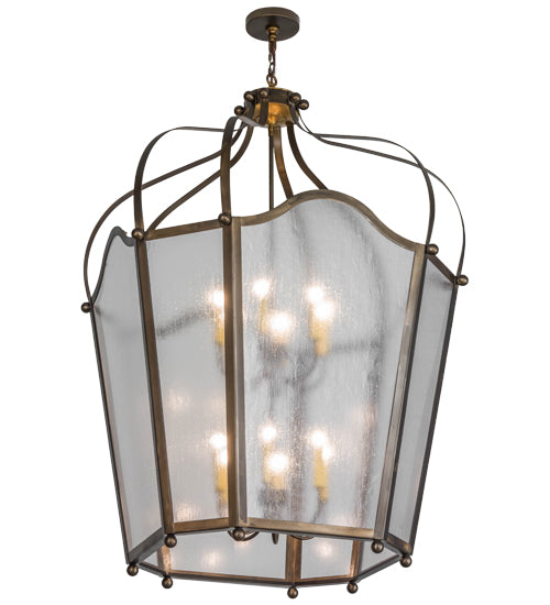Meyda Lighting Citadel 42" 12-Light Antique Copper Pendant Light With Rainstone Idalight Shade