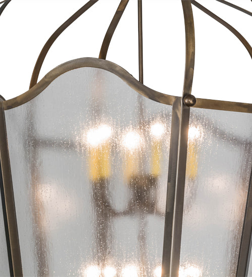 Meyda Lighting Citadel 42" 12-Light Antique Copper Pendant Light With Rainstone Idalight Shade
