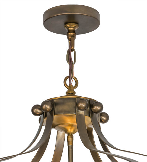 Meyda Lighting Citadel 42" 12-Light Antique Copper Pendant Light With Rainstone Idalight Shade