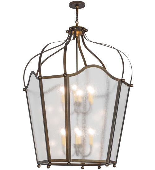 Meyda Lighting Citadel 42" 12-Light Antique Copper Pendant Light With Rainstone Idalight Shade