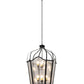 Meyda Lighting Citadel 42" 12-Light Textured Black Pendant Light With Clear Rainstone Idalight Shade Glass