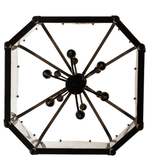 Meyda Lighting Citadel 42" 12-Light Textured Black Pendant Light With Clear Rainstone Idalight Shade Glass