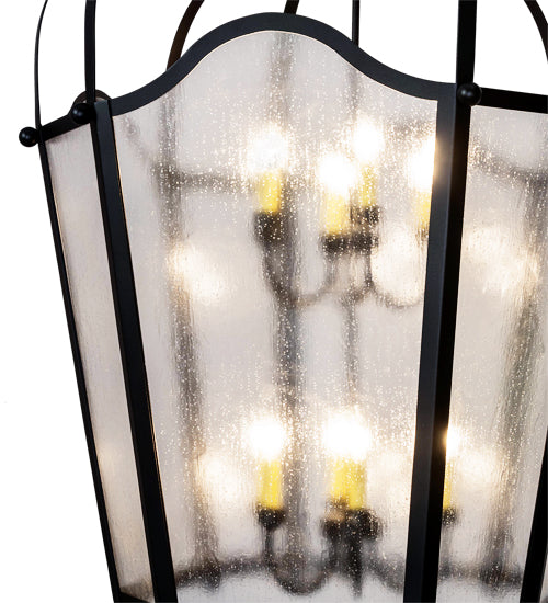 Meyda Lighting Citadel 42" 12-Light Textured Black Pendant Light With Clear Rainstone Idalight Shade Glass