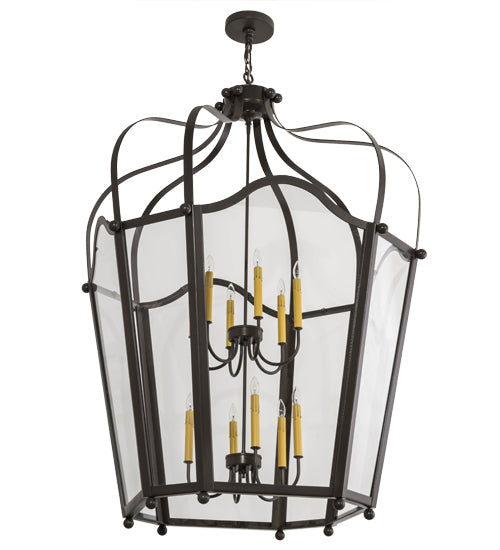 Meyda Lighting Citadel 42" 12-Light Timeless Bronze Pendant Light With Clear Crystal Idalight Shade Glass