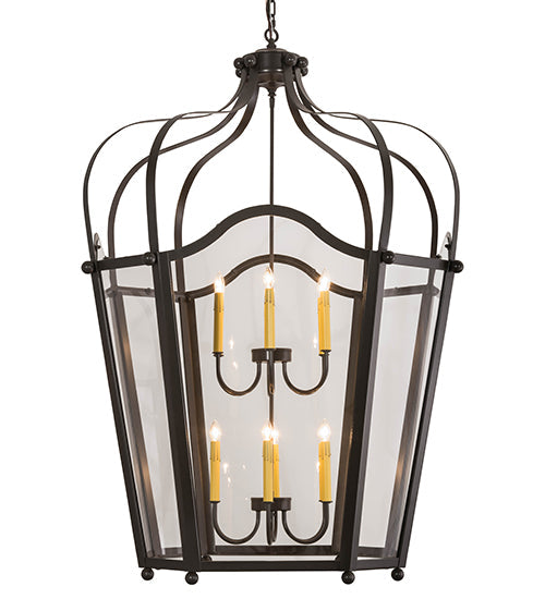 Meyda Lighting Citadel 42" 12-Light Timeless Bronze Pendant Light With Clear Crystal Idalight Shade Glass
