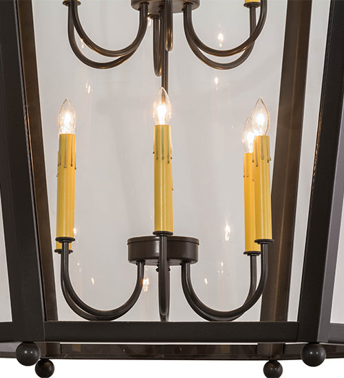 Meyda Lighting Citadel 42" 12-Light Timeless Bronze Pendant Light With Clear Crystal Idalight Shade Glass