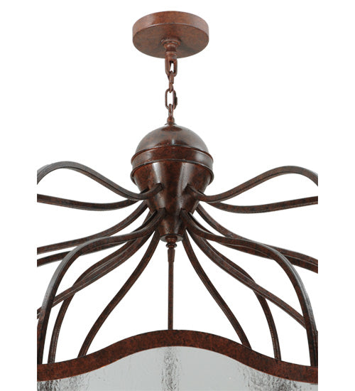 Meyda Lighting Citadel 43" 12-Light Rusty Nail Textured Pendant Light With Clear Seeded Shade Glass