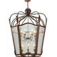 Meyda Lighting Citadel 43" 12-Light Rusty Nail Textured Pendant Light With Clear Seeded Shade Glass