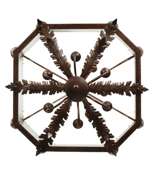 Meyda Lighting Citadel 43" 12-Light Rusty Nail Textured Pendant Light With Clear Seeded Shade Glass