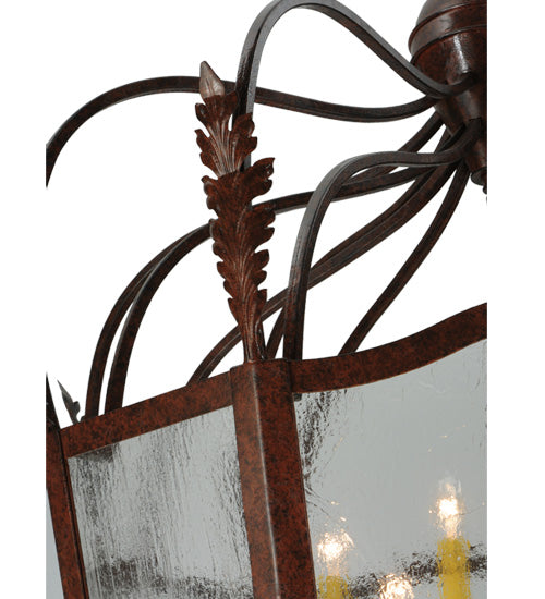 Meyda Lighting Citadel 43" 12-Light Rusty Nail Textured Pendant Light With Clear Seeded Shade Glass