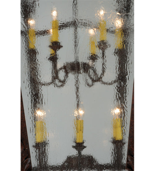 Meyda Lighting Citadel 43" 12-Light Rusty Nail Textured Pendant Light With Clear Seeded Shade Glass
