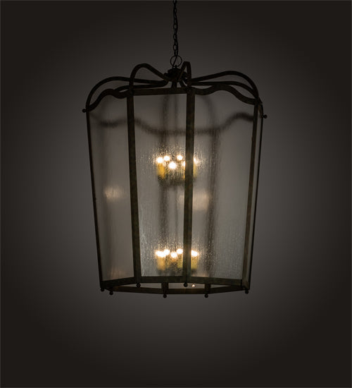 Meyda Lighting Citadel 46" 16-Light Organic Rust Pendant Light With Rainstone Idalight Shade Glass