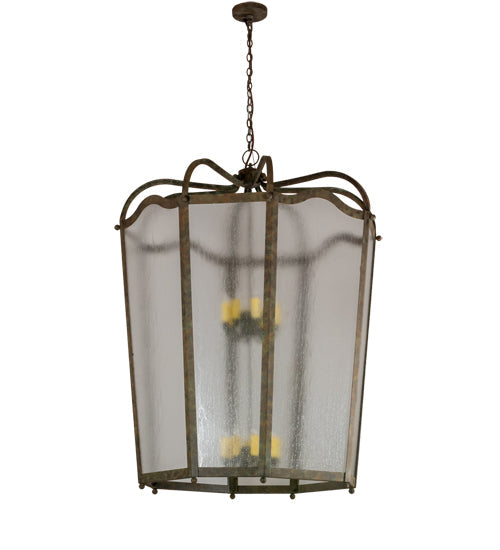 Meyda Lighting Citadel 46" 16-Light Organic Rust Pendant Light With Rainstone Idalight Shade Glass