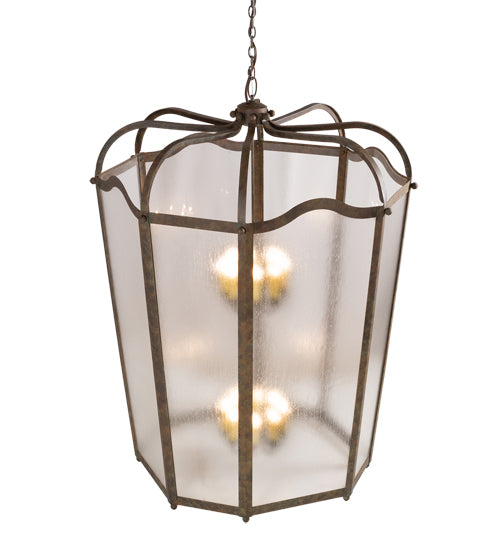 Meyda Lighting Citadel 46" 16-Light Organic Rust Pendant Light With Rainstone Idalight Shade Glass