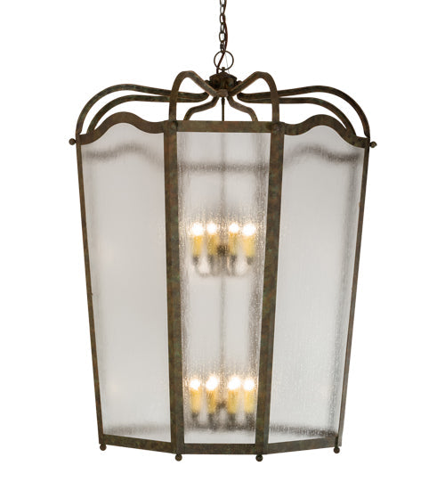 Meyda Lighting Citadel 46" 16-Light Organic Rust Pendant Light With Rainstone Idalight Shade Glass