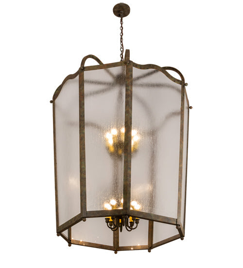 Meyda Lighting Citadel 46" 16-Light Organic Rust Pendant Light With Rainstone Idalight Shade Glass