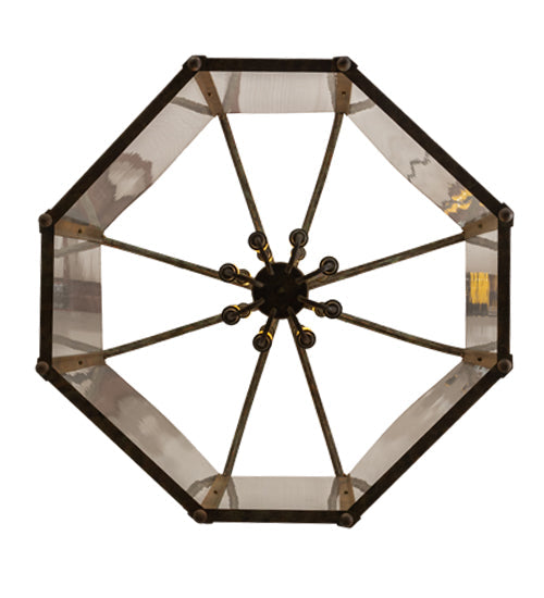 Meyda Lighting Citadel 46" 16-Light Organic Rust Pendant Light With Rainstone Idalight Shade Glass