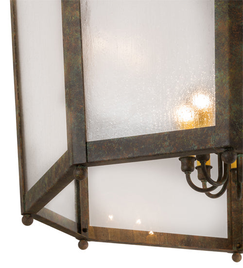 Meyda Lighting Citadel 46" 16-Light Organic Rust Pendant Light With Rainstone Idalight Shade Glass