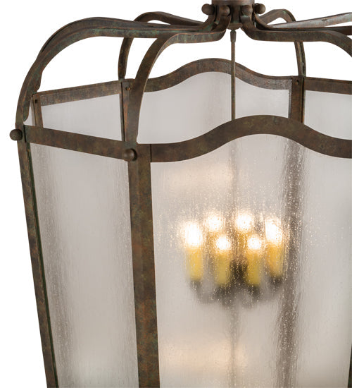 Meyda Lighting Citadel 46" 16-Light Organic Rust Pendant Light With Rainstone Idalight Shade Glass