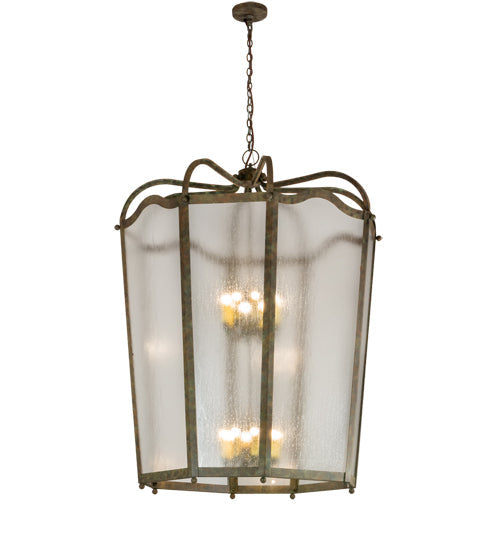Meyda Lighting Citadel 46" 16-Light Organic Rust Pendant Light With Rainstone Idalight Shade Glass