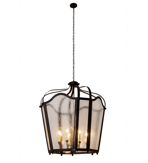 Meyda Lighting Citadel 48" 8-Light Costello Black Pendant Light With Clear Seeded Shade Glass