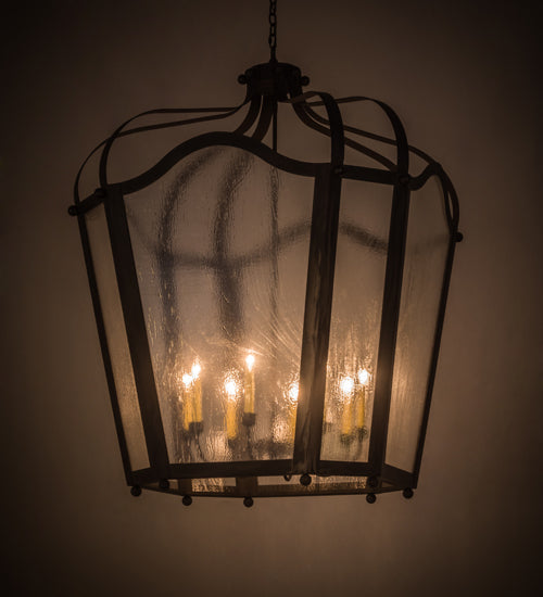Meyda Lighting Citadel 48" 8-Light Costello Black Pendant Light With Clear Seeded Shade Glass
