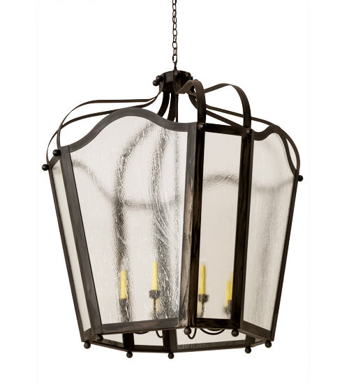 Meyda Lighting Citadel 48" 8-Light Costello Black Pendant Light With Clear Seeded Shade Glass