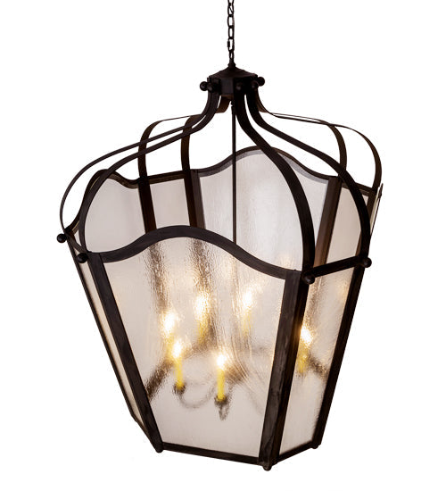 Meyda Lighting Citadel 48" 8-Light Costello Black Pendant Light With Clear Seeded Shade Glass