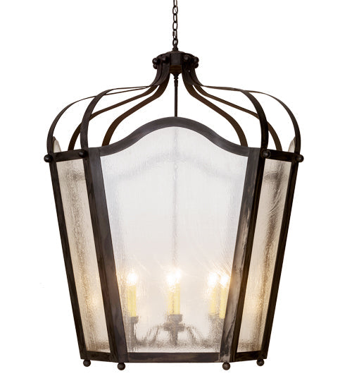 Meyda Lighting Citadel 48" 8-Light Costello Black Pendant Light With Clear Seeded Shade Glass