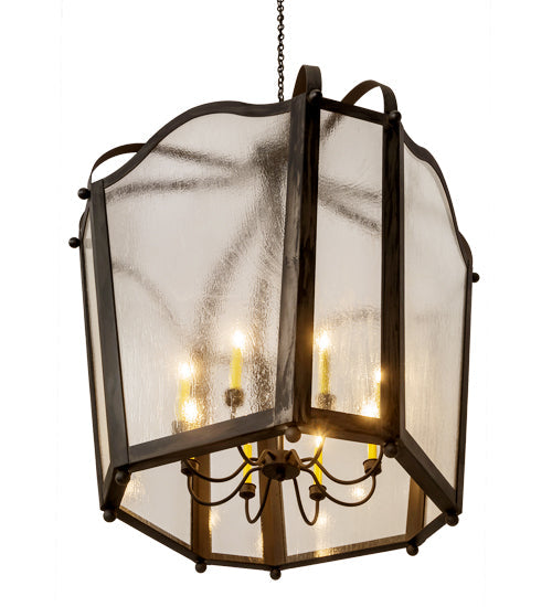 Meyda Lighting Citadel 48" 8-Light Costello Black Pendant Light With Clear Seeded Shade Glass