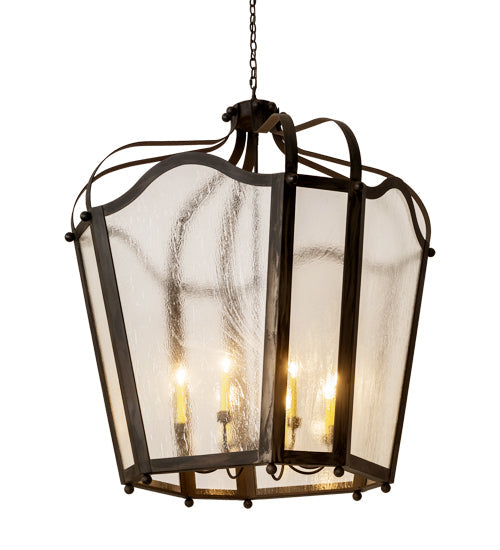 Meyda Lighting Citadel 48" 8-Light Costello Black Pendant Light With Clear Seeded Shade Glass