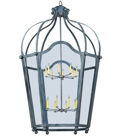Meyda Lighting Citadel 69" 16-Light Blackened Pewter Pendant Light With Clear Crystal Idalight Shade