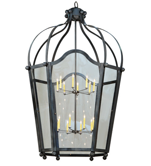Meyda Lighting Citadel 69" 16-Light Blackened Pewter Pendant Light With Clear Crystal Idalight Shade