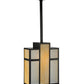 Meyda Lighting Cityscape 12" Craftsman Brown Oblong Pendant Light With Beige & White Shade Glass