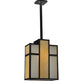 Meyda Lighting Cityscape 12" Craftsman Brown Oblong Pendant Light With Beige & White Shade Glass