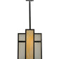 Meyda Lighting Cityscape 12" Craftsman Brown Oblong Pendant Light With Beige & White Shade Glass