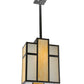 Meyda Lighting Cityscape 12" Craftsman Brown Oblong Pendant Light With Beige & White Shade Glass