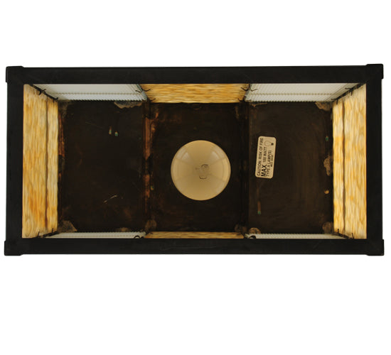 Meyda Lighting Cityscape 12" Craftsman Brown Oblong Pendant Light With Beige & White Shade Glass