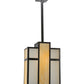 Meyda Lighting Cityscape 12" Craftsman Brown Oblong Pendant Light With Beige & White Shade Glass