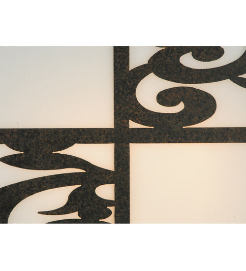 Meyda Lighting Clarabella 34" 4-Light Antique Iron Gate Pendant Light With White Statuario Idalight Shade Glass